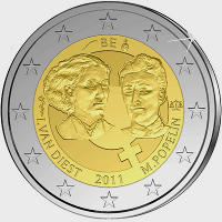 Pièce de 2EUR Isala Van Diest et Marie Popelin